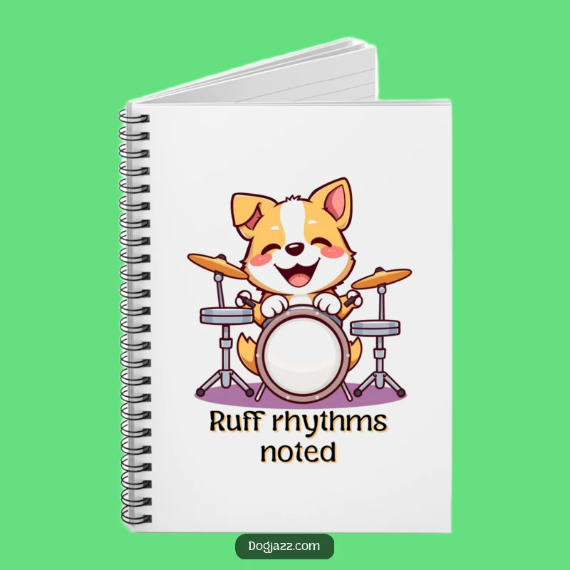 Funny Dog Drummer Notebook - Joyful Pup Music Journal Gift