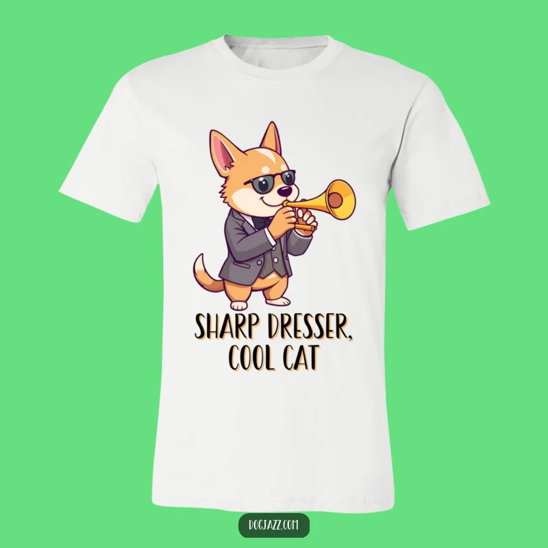 Funny Dog Trumpet T-Shirt: Dapper Jazz Hound, a Classy Funny Gift
