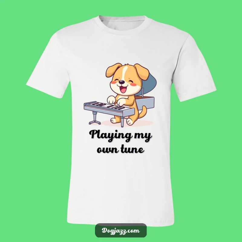 Funny Piano Dog T-Shirt: Energetic Canine Concert Tee for Music Fans