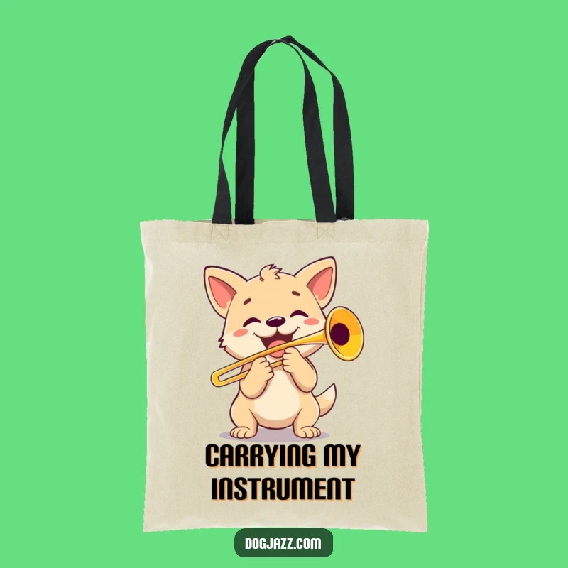 Funny Dog Trombone Player Tote Bag: Musical Accessory, Perfect Funny Gift