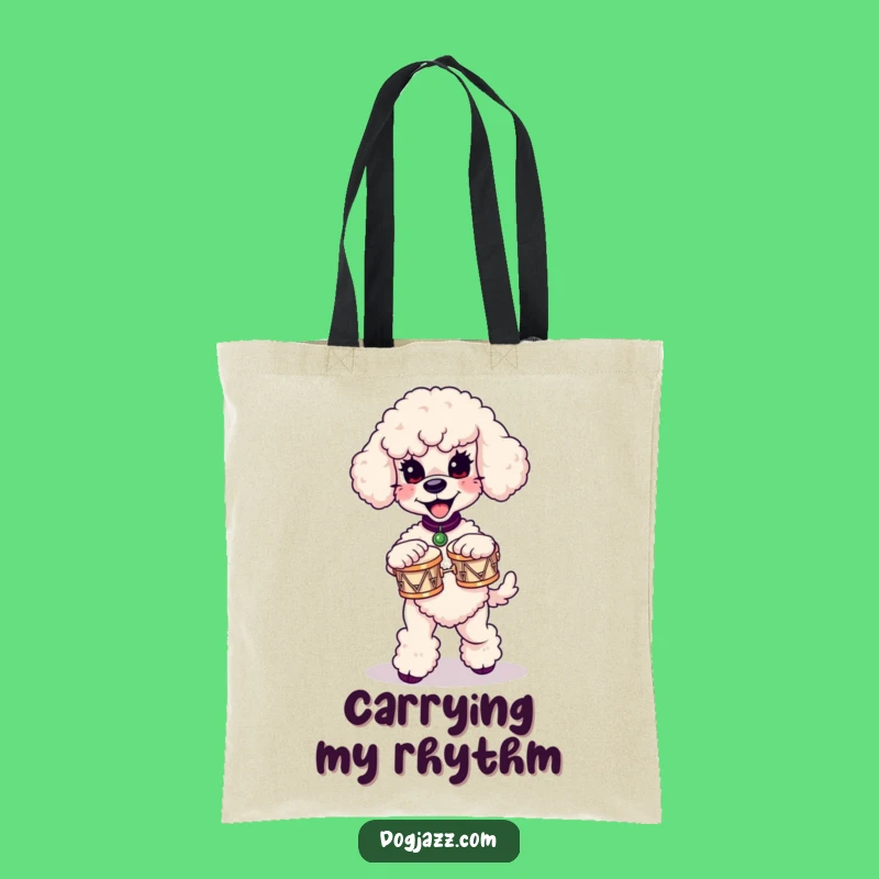 Funny Poodle Bongo Jam Tote Bag: Carry Your Tunes in Style