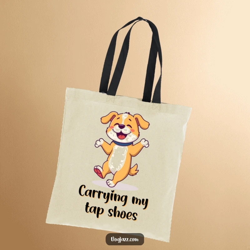 Funny Dog Tap Dancer Tote Bag, a dog tap dances with lively footwork, perfect for dancers and dog lovers.