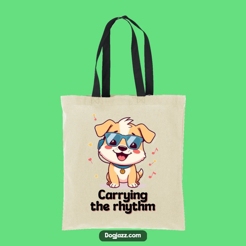 Funny Dog Music Tote Bag - Cheerful Character Bopping, Groovy Shopping Bag Gift!