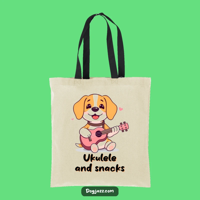 Funny Beagle Ukulele Tote Bag - Happy Dog Musician for Humorous Adventures