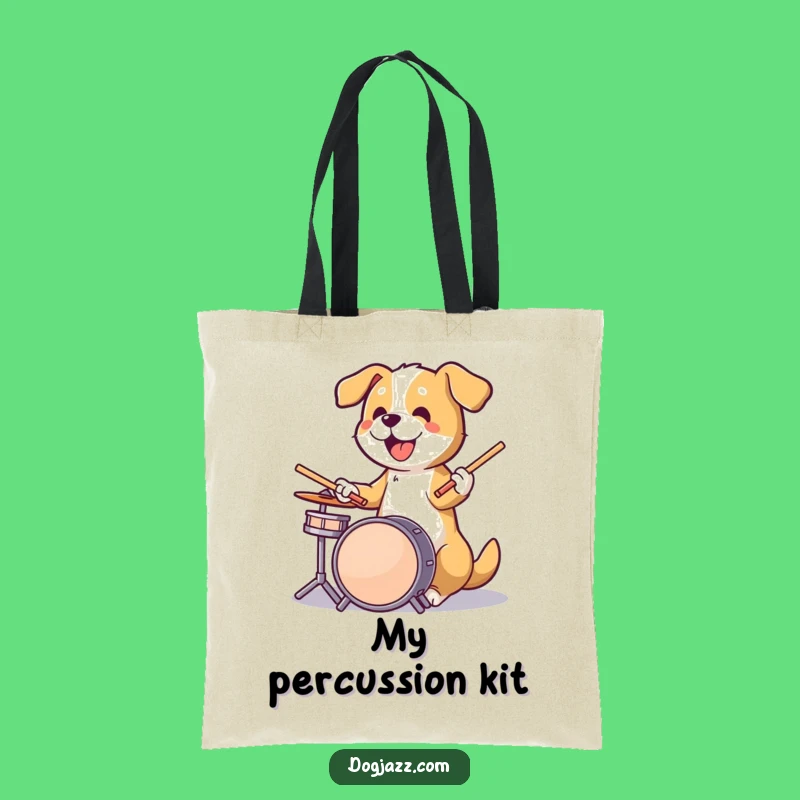 Funny Dog Drummer Tote Bag: Carry Your Gear with Rock 'n' Roll Style