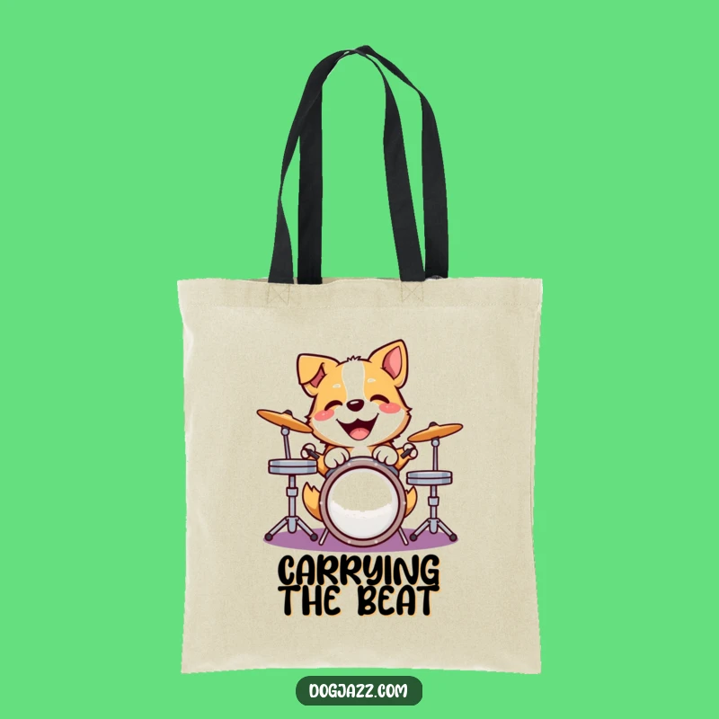 Funny Dog Drummer Tote Bag - Joyful Pup Accessory Gift