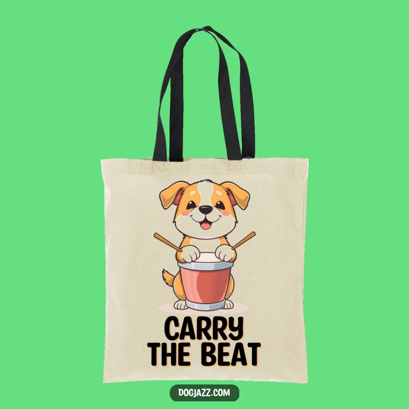 Funny Dog Drummer Tote Bag: Stylish Canine Beat Tapping Carry-All Gift