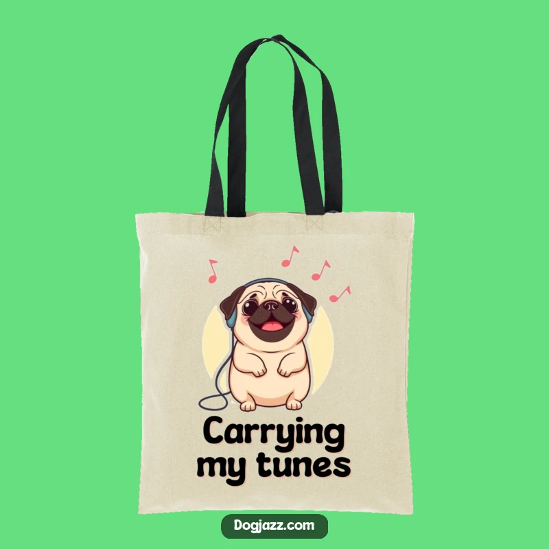 Funny Pug Jazz Groove Tote Bag: Carry Your Tunes Anywhere