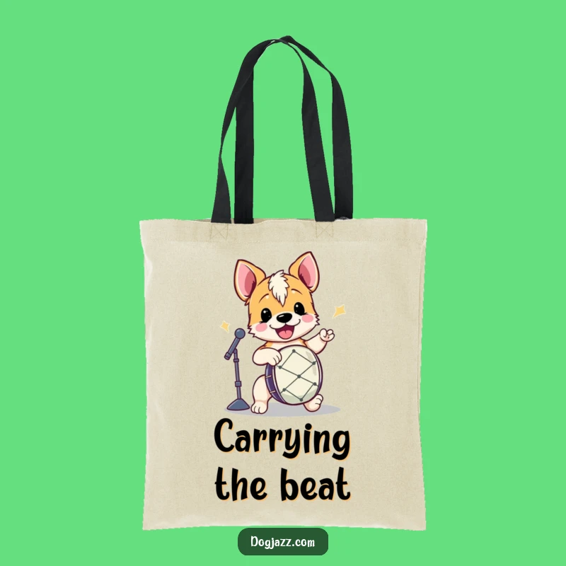 Funny Terrier Drummer Tote Bag: Energetic Dog Rhythms, Great Music Gig Bag