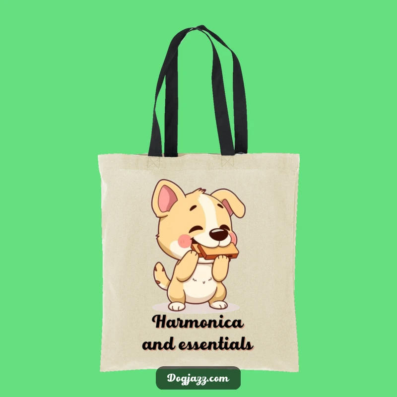 Funny Dog Harmonica Tote Bag: Stylish Bag for Music-Loving Dog Owners
