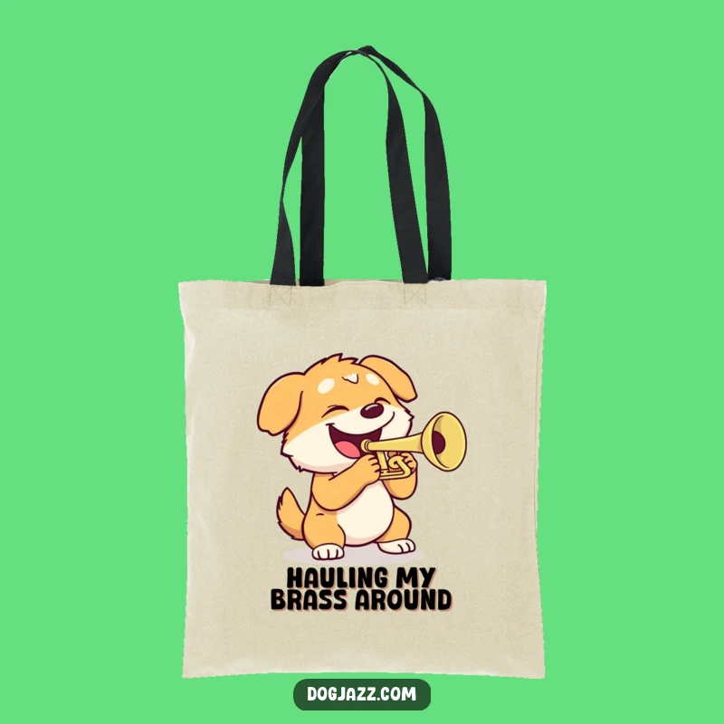 Funny Dog Trumpet Tote Bag: Durable Bag for Music-Loving Dog Owners