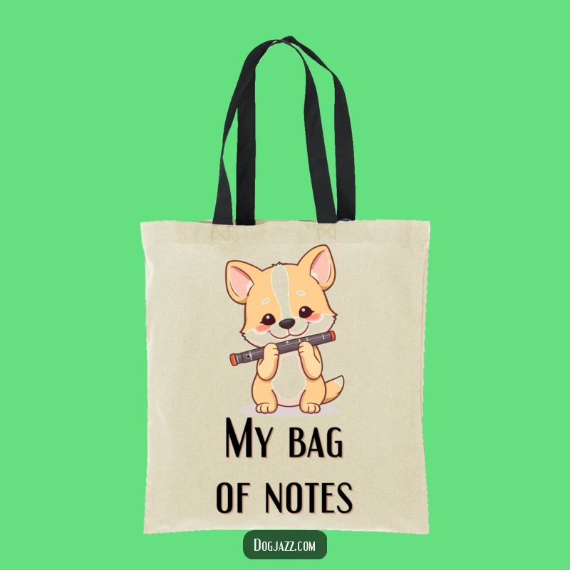Funny Dog Clarinet Player Tote Bag: Carry Your Music with This Sophisticated Pup Bag