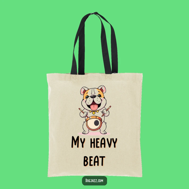 Funny Bulldog Drum Solo Tote Bag: Carry Your Music and Humor Everywhere