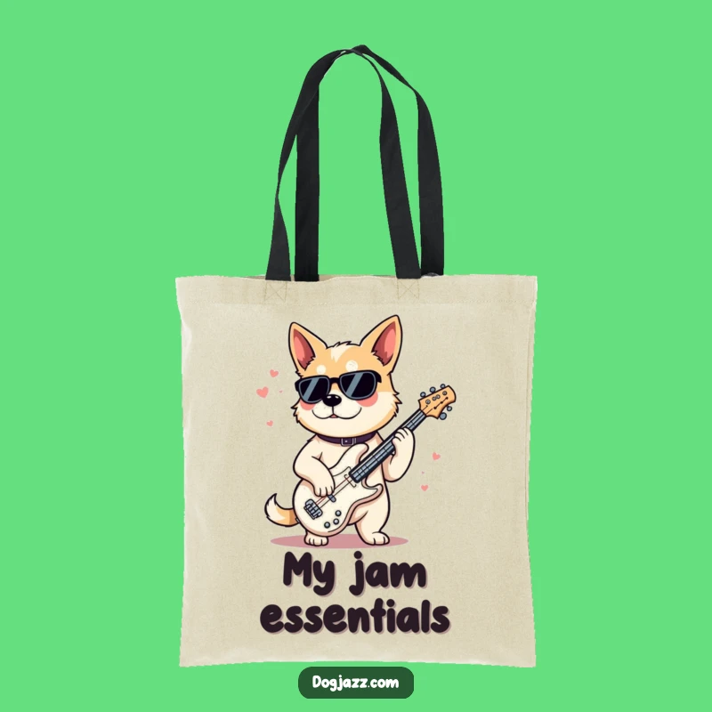 Funny Jazz Bass Dog Tote Bag: Cool Music Accessory for Gift