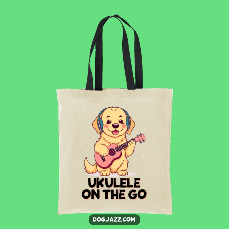 Funny Golden Retriever Ukulele Tote Bag: Musical Accessory, Perfect Funny Gift